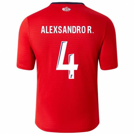 Kandiny Niño Camiseta Alexsandro #4 Rojo Blanco 1ª Equipación 2024/25 La Camisa Chile