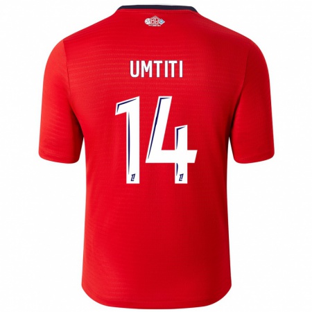 Kandiny Niño Camiseta Samuel Umtiti #14 Rojo Blanco 1ª Equipación 2024/25 La Camisa Chile