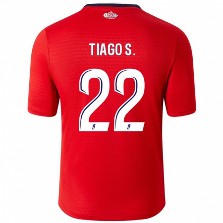 Kandiny Niño Camiseta Tiago Santos #22 Rojo Blanco 1ª Equipación 2024/25 La Camisa Chile