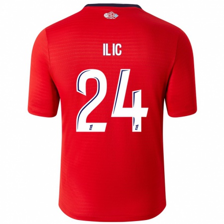 Kandiny Niño Camiseta Andrej Ilic #24 Rojo Blanco 1ª Equipación 2024/25 La Camisa Chile