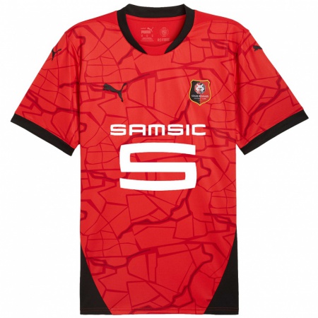 Kandiny Niño Camiseta Samuel Ledain #0 Rojo Negro 1ª Equipación 2024/25 La Camisa Chile