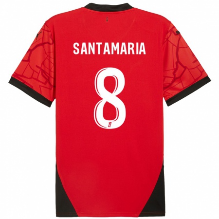 Kandiny Niño Camiseta Baptiste Santamaria #8 Rojo Negro 1ª Equipación 2024/25 La Camisa Chile