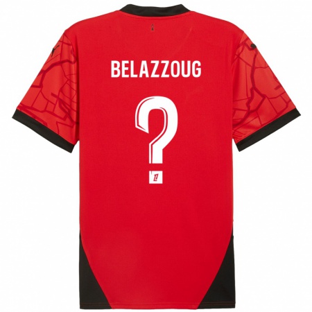 Kandiny Niño Camiseta Kilian Belazzoug #0 Rojo Negro 1ª Equipación 2024/25 La Camisa Chile