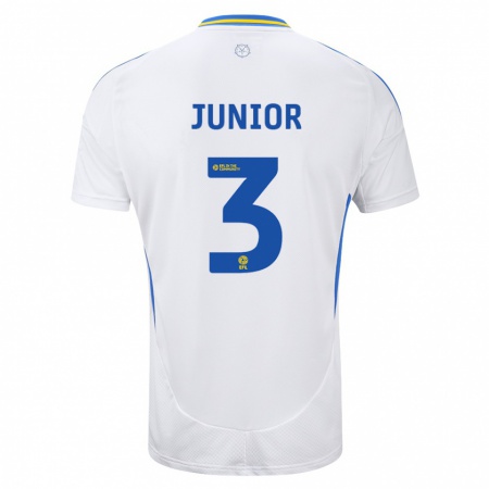 Kandiny Niño Camiseta Junior Firpo #3 Blanco Azul 1ª Equipación 2024/25 La Camisa Chile