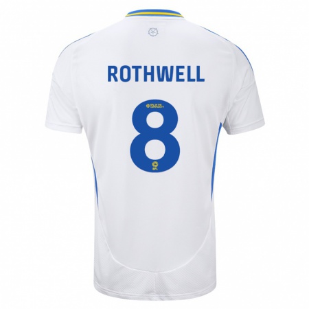 Kandiny Niño Camiseta Joe Rothwell #8 Blanco Azul 1ª Equipación 2024/25 La Camisa Chile