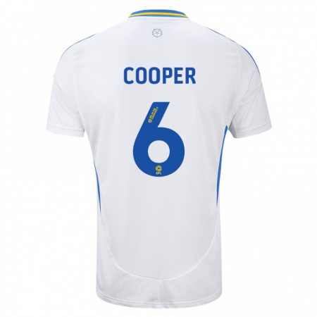 Kandiny Niño Camiseta Liam Cooper #6 Blanco Azul 1ª Equipación 2024/25 La Camisa Chile