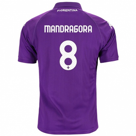 Kandiny Niño Camiseta Rolando Mandragora #8 Morado 1ª Equipación 2024/25 La Camisa Chile