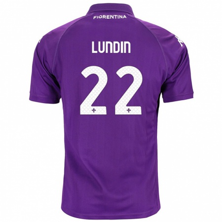 Kandiny Niño Camiseta Karin Lundin #22 Morado 1ª Equipación 2024/25 La Camisa Chile