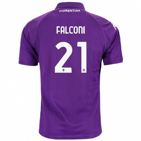 Kandiny Niño Camiseta Niccolò Falconi #21 Morado 1ª Equipación 2024/25 La Camisa Chile