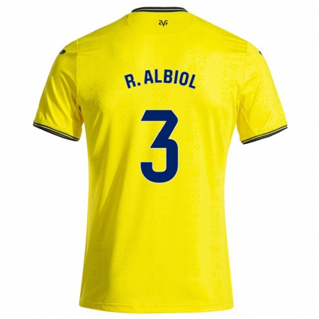 Kandiny Niño Camiseta Raúl Albiol #3 Amarillo Negro 1ª Equipación 2024/25 La Camisa Chile