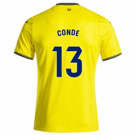 Kandiny Niño Camiseta Diego Conde #13 Amarillo Negro 1ª Equipación 2024/25 La Camisa Chile