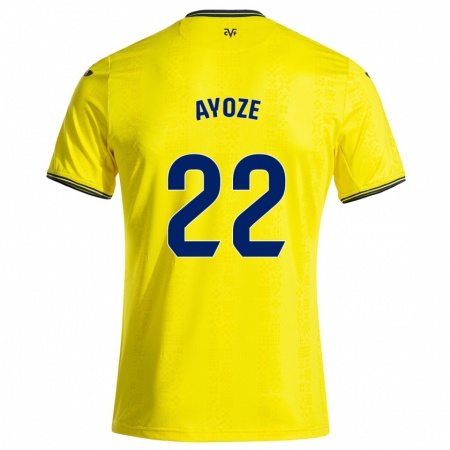 Kandiny Niño Camiseta Ayoze Pérez #22 Amarillo Negro 1ª Equipación 2024/25 La Camisa Chile