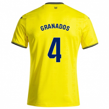 Kandiny Niño Camiseta Carlos Granados #4 Amarillo Negro 1ª Equipación 2024/25 La Camisa Chile