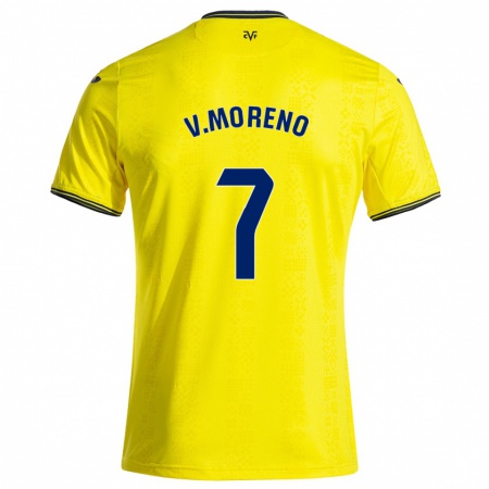 Kandiny Niño Camiseta Víctor Moreno #7 Amarillo Negro 1ª Equipación 2024/25 La Camisa Chile