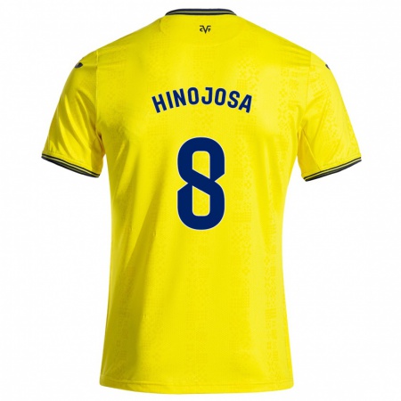 Kandiny Niño Camiseta Sergio Hinojosa #8 Amarillo Negro 1ª Equipación 2024/25 La Camisa Chile