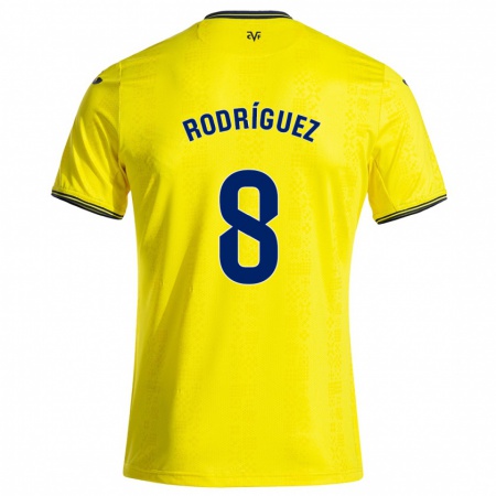 Kandiny Niño Camiseta Unai Rodríguez #8 Amarillo Negro 1ª Equipación 2024/25 La Camisa Chile