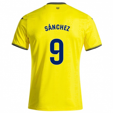 Kandiny Niño Camiseta Edu Sánchez #9 Amarillo Negro 1ª Equipación 2024/25 La Camisa Chile