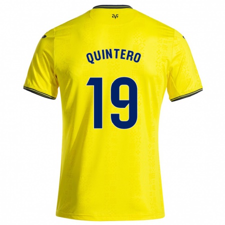 Kandiny Niño Camiseta Luis Quintero #19 Amarillo Negro 1ª Equipación 2024/25 La Camisa Chile