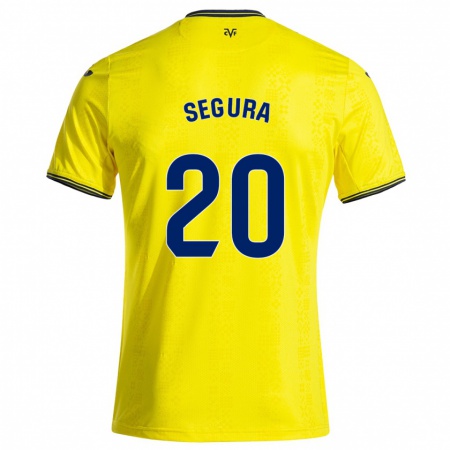 Kandiny Niño Camiseta Carlos Segura #20 Amarillo Negro 1ª Equipación 2024/25 La Camisa Chile