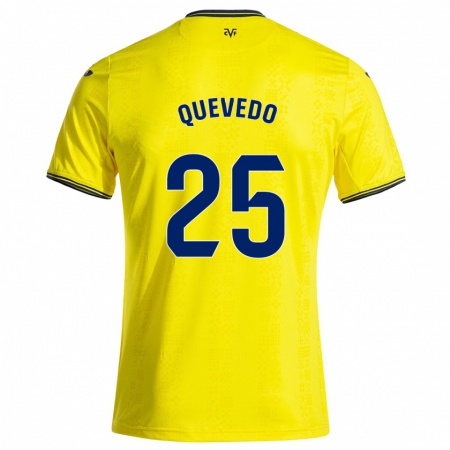 Kandiny Niño Camiseta Alex Quevedo #25 Amarillo Negro 1ª Equipación 2024/25 La Camisa Chile