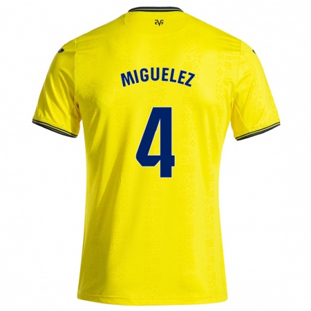 Kandiny Niño Camiseta Irene Miguélez #4 Amarillo Negro 1ª Equipación 2024/25 La Camisa Chile