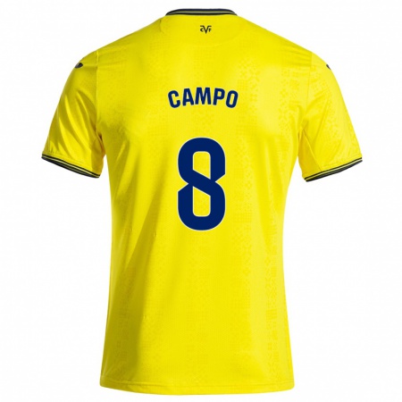 Kandiny Niño Camiseta Ainoa Campo #8 Amarillo Negro 1ª Equipación 2024/25 La Camisa Chile