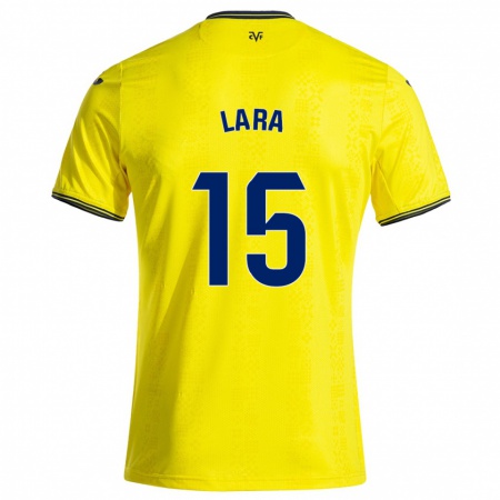 Kandiny Niño Camiseta Francisca Lara #15 Amarillo Negro 1ª Equipación 2024/25 La Camisa Chile