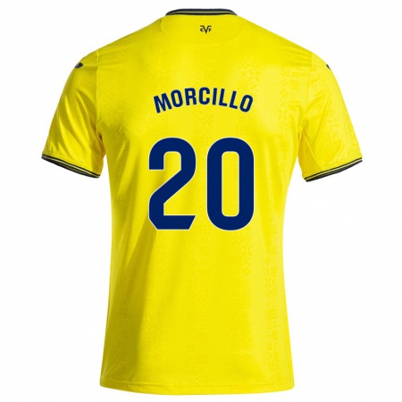 Kandiny Niño Camiseta Raquel Morcillo #20 Amarillo Negro 1ª Equipación 2024/25 La Camisa Chile