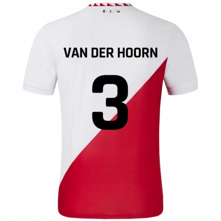 Kandiny Niño Camiseta Mike Van Der Hoorn #3 Blanco Rojo 1ª Equipación 2024/25 La Camisa Chile