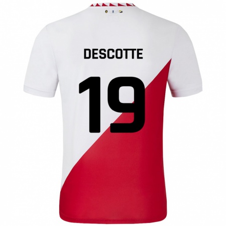 Kandiny Niño Camiseta Anthony Descotte #19 Blanco Rojo 1ª Equipación 2024/25 La Camisa Chile