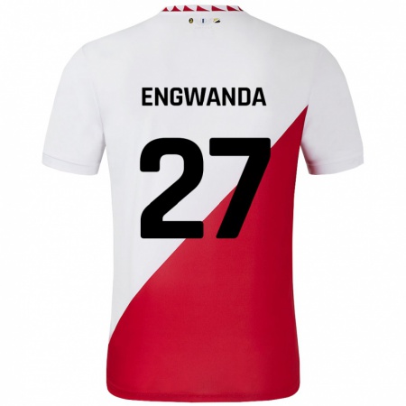 Kandiny Niño Camiseta Alonzo Engwanda #27 Blanco Rojo 1ª Equipación 2024/25 La Camisa Chile