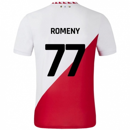 Kandiny Niño Camiseta Ole Romeny #77 Blanco Rojo 1ª Equipación 2024/25 La Camisa Chile