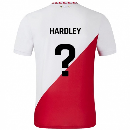 Kandiny Niño Camiseta Björn Hardley #0 Blanco Rojo 1ª Equipación 2024/25 La Camisa Chile