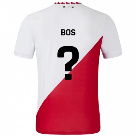 Kandiny Niño Camiseta Torben Bos #0 Blanco Rojo 1ª Equipación 2024/25 La Camisa Chile