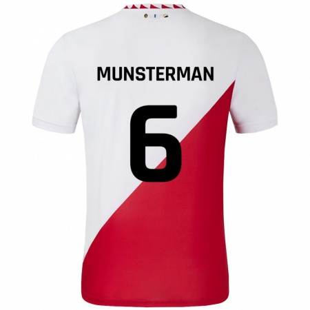 Kandiny Niño Camiseta Marthe Munsterman #6 Blanco Rojo 1ª Equipación 2024/25 La Camisa Chile