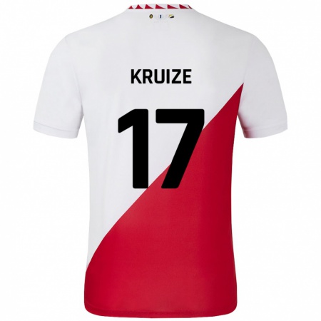 Kandiny Niño Camiseta Elisha Kruize #17 Blanco Rojo 1ª Equipación 2024/25 La Camisa Chile