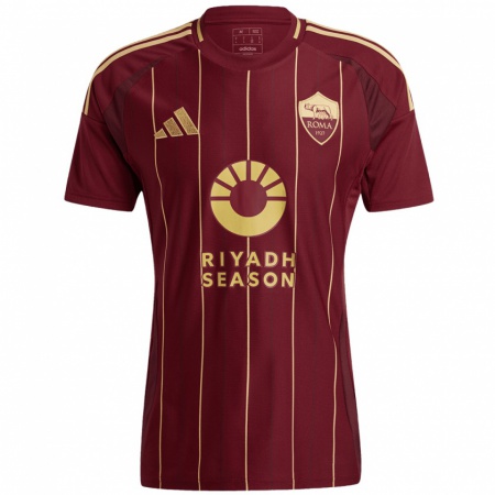 Kandiny Niño Camiseta Samuele Carlaccini #0 Rojo Marrón Dorado 1ª Equipación 2024/25 La Camisa Chile