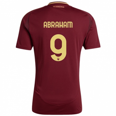 Kandiny Niño Camiseta Tammy Abraham #9 Rojo Marrón Dorado 1ª Equipación 2024/25 La Camisa Chile