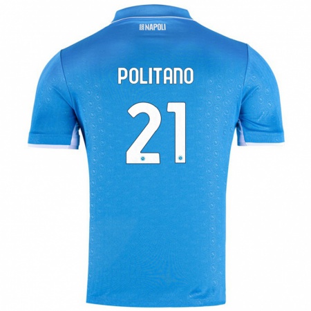 Kandiny Niño Camiseta Matteo Politano #21 Azul Cielo 1ª Equipación 2024/25 La Camisa Chile