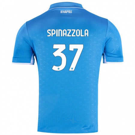 Kandiny Niño Camiseta Leonardo Spinazzola #37 Azul Cielo 1ª Equipación 2024/25 La Camisa Chile