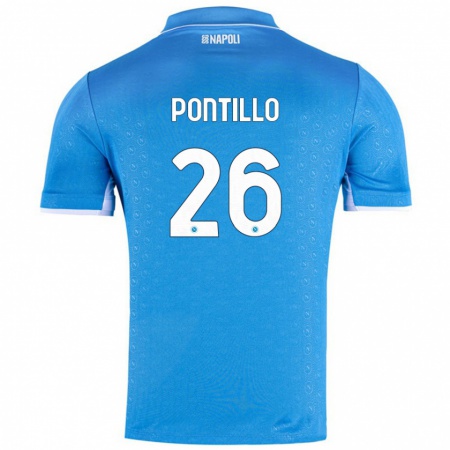 Kandiny Niño Camiseta Pasquale Pontillo #26 Azul Cielo 1ª Equipación 2024/25 La Camisa Chile