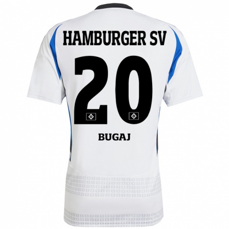 Kandiny Niño Camiseta Jan-Luca Bugaj #20 Blanco Azul 1ª Equipación 2024/25 La Camisa Chile