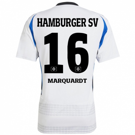 Kandiny Niño Camiseta Dana Marquardt #16 Blanco Azul 1ª Equipación 2024/25 La Camisa Chile