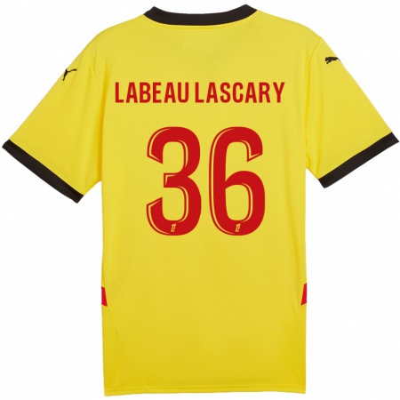 Kandiny Niño Camiseta Rémy Labeau Lascary #36 Amarillo Rojo 1ª Equipación 2024/25 La Camisa Chile