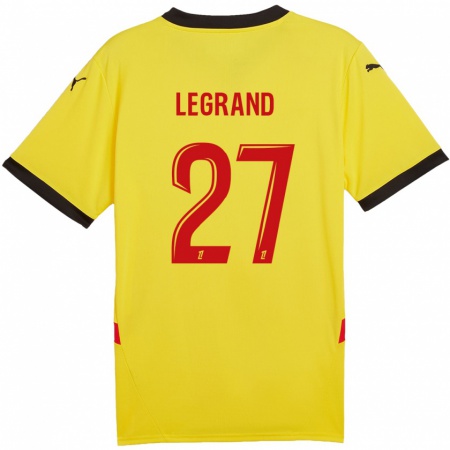 Kandiny Niño Camiseta Bérénice Legrand #27 Amarillo Rojo 1ª Equipación 2024/25 La Camisa Chile