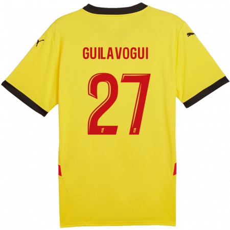 Kandiny Niño Camiseta Morgan Guilavogui #27 Amarillo Rojo 1ª Equipación 2024/25 La Camisa Chile