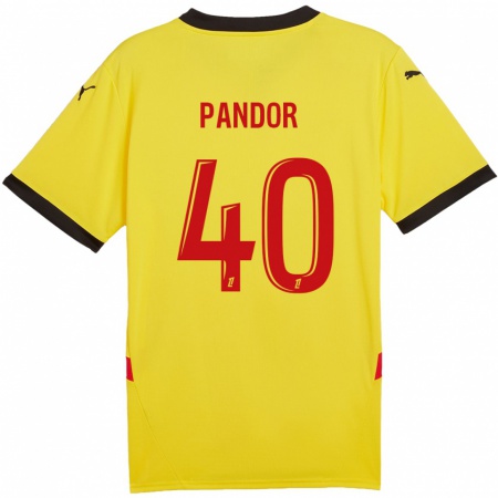 Kandiny Niño Camiseta Yannick Pandor #40 Amarillo Rojo 1ª Equipación 2024/25 La Camisa Chile