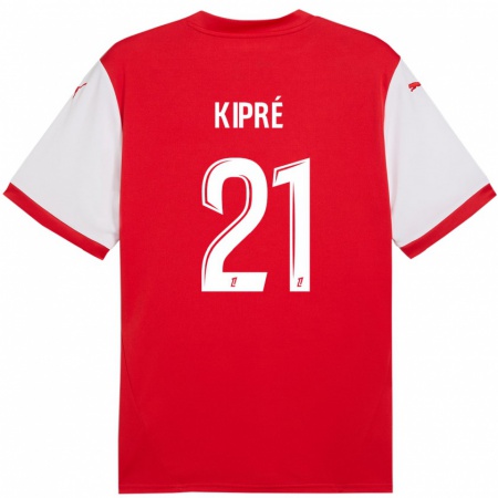 Kandiny Niño Camiseta Cédric Kipré #21 Rojo Blanco 1ª Equipación 2024/25 La Camisa Chile