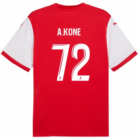 Kandiny Niño Camiseta Amadou Koné #72 Rojo Blanco 1ª Equipación 2024/25 La Camisa Chile