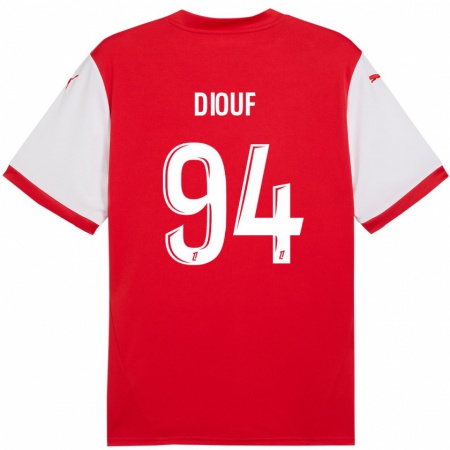 Kandiny Niño Camiseta Yehvann Diouf #94 Rojo Blanco 1ª Equipación 2024/25 La Camisa Chile